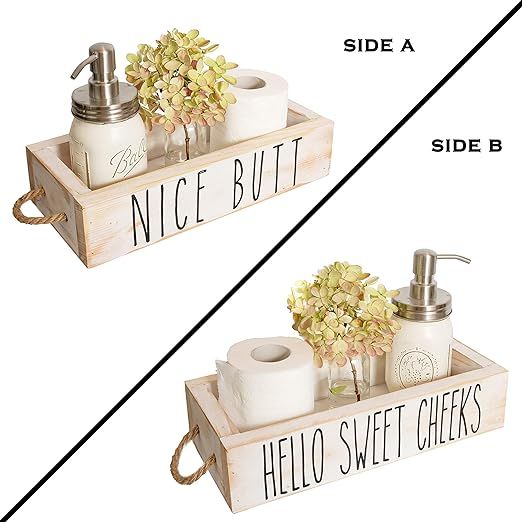 Nice Butt Bathroom Decor Box, 2 Sides with Funny Sayings - Funny Toilet Paper Holder Perfect for ... | Amazon (US)