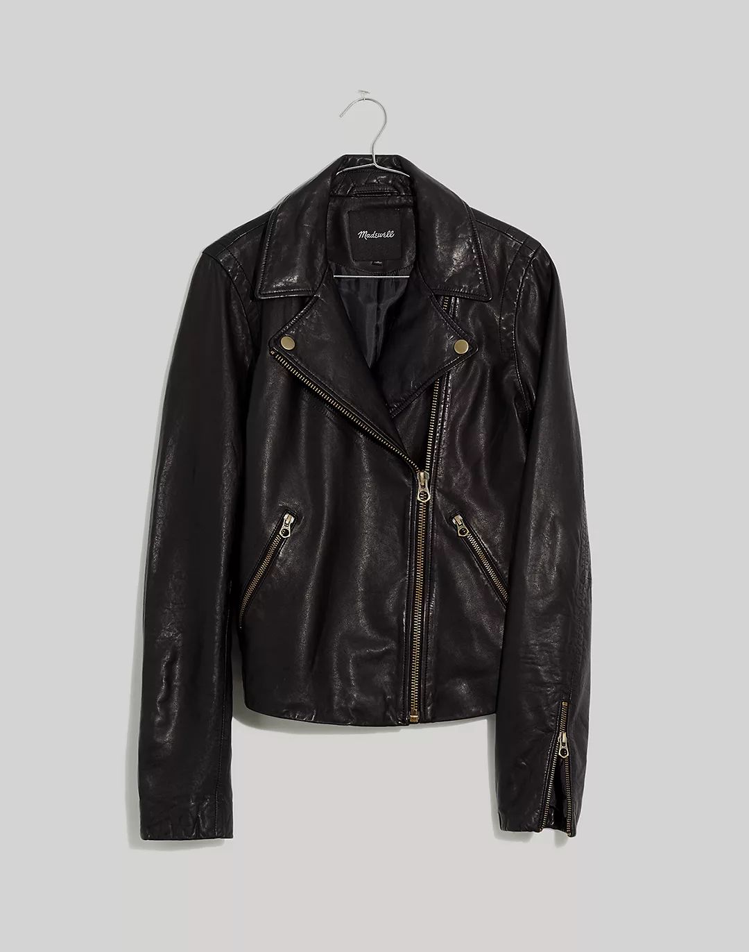 Washed Leather Motorcycle Jacket: Brass Hardware Edition | Madewell