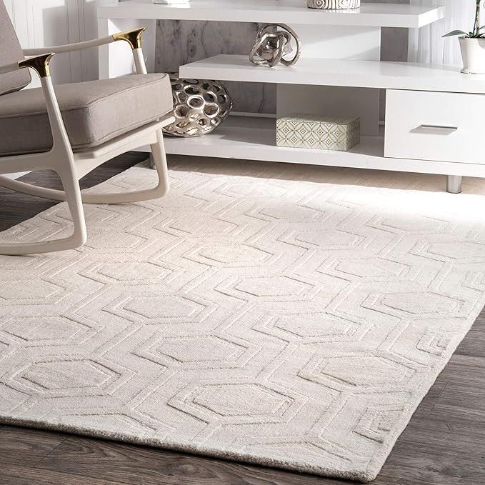 nuLOOM Ambrose Hand Woven Wool Area Rug, 6' x 9', Ivory | Amazon (US)