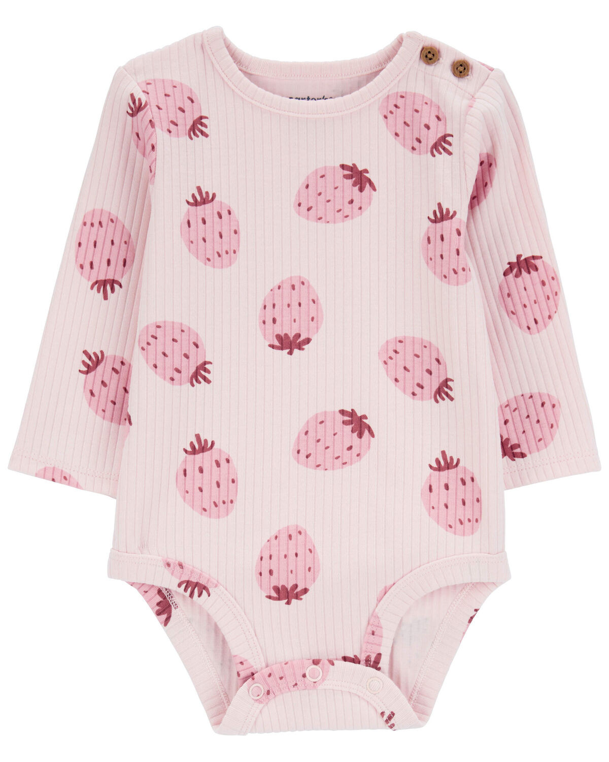 Baby Strawberry Ribbed Long-Sleeve Bodysuit - Carter's | Carter's | Carter's