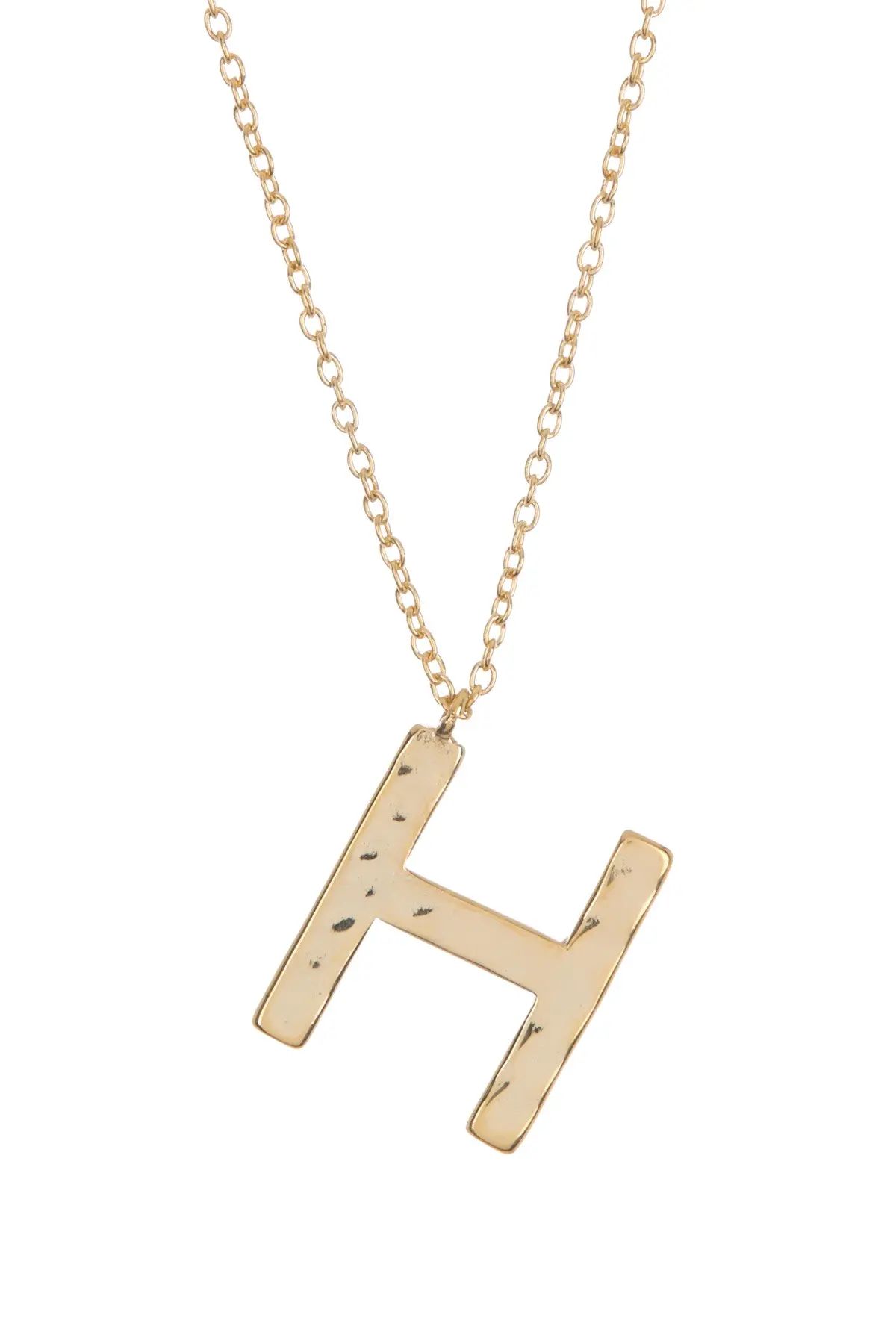 Argento Vivo 18K Gold Plated Sterling Silver Hammered Initial Pendant Necklace at Nordstrom Rack | Nordstrom Rack