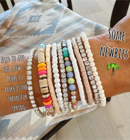 Working on my soring summer arm bracelet stack! Want to add in more gold and neutrals- linking all i have and bought! Stack them up!

#LTKfindsunder50 #LTKfindsunder100 #LTKSeasonal