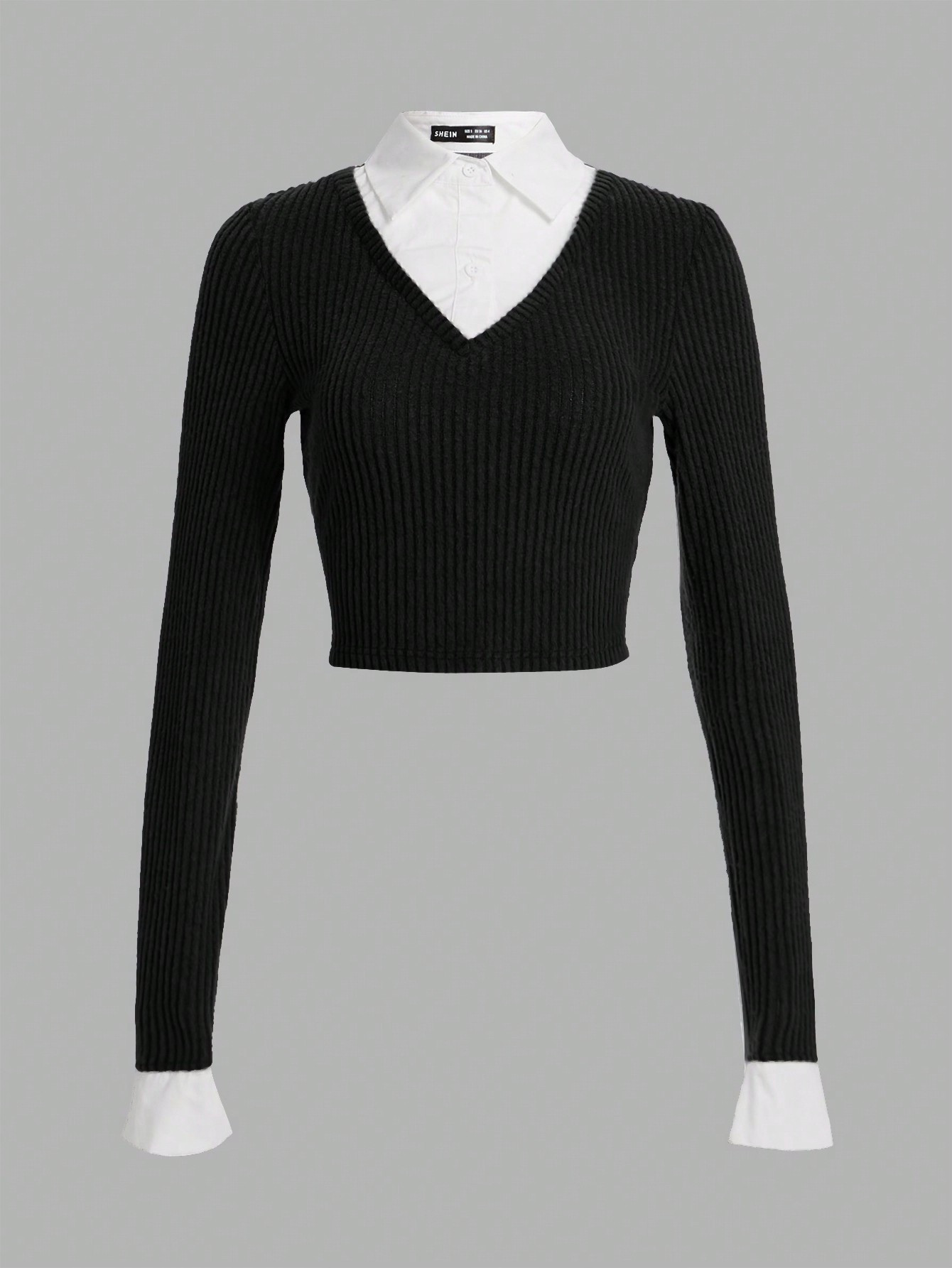 SHEIN EZwear Knitted Slim Fit 2-In-1 T-Shirt | SHEIN