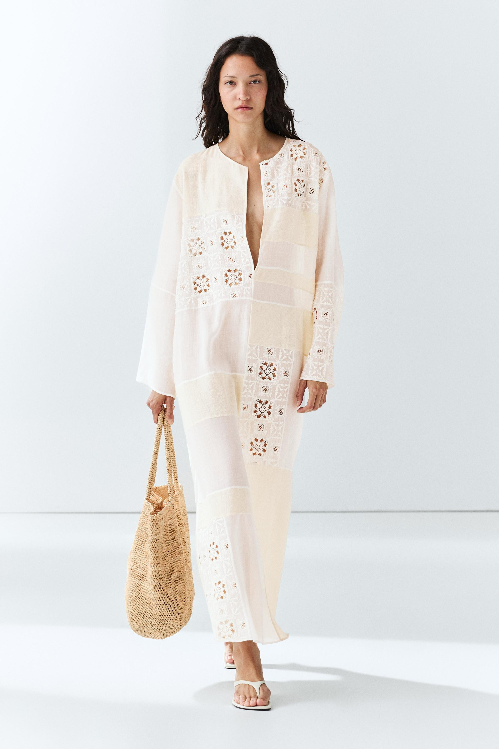 Flowing embroidered kaftan dress | Massimo Dutti UK