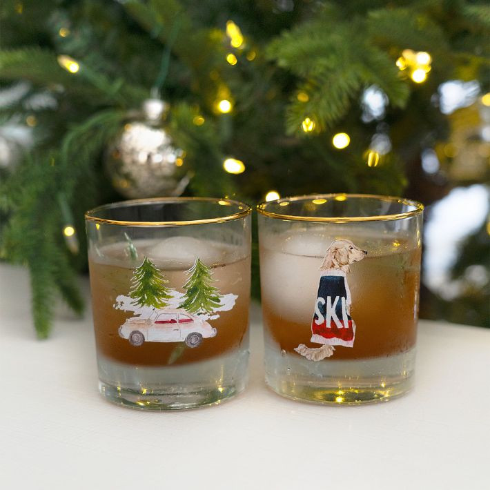 Mark & Graham x Gray Malin Après Ski Rocks Glasses, Set of 4 | Mark and Graham