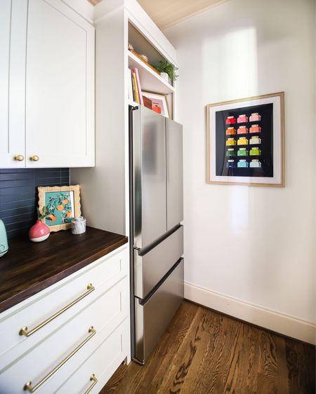 Turning our unused desk space into a space we use daily has been one of my favorite projects in this house. Adding fun art to even practical spaces brings me joy and you can find this cute kitchen art linked below. 

Kitchen art, spall space refrigerator, butler pantry ideas, colorful toaster, kitchen organization ideas, practical kitchen spaces 

#LTKunder50 #LTKFind #LTKhome