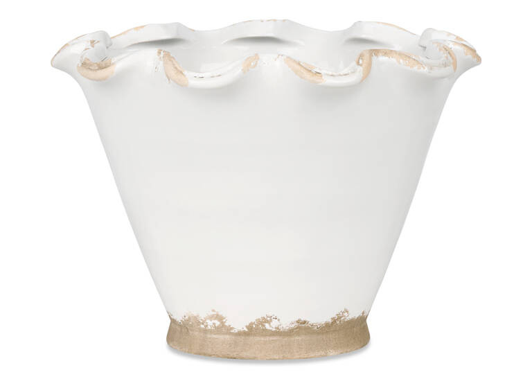 Ruffled Planter Large Antiqued White | Urban Barn
