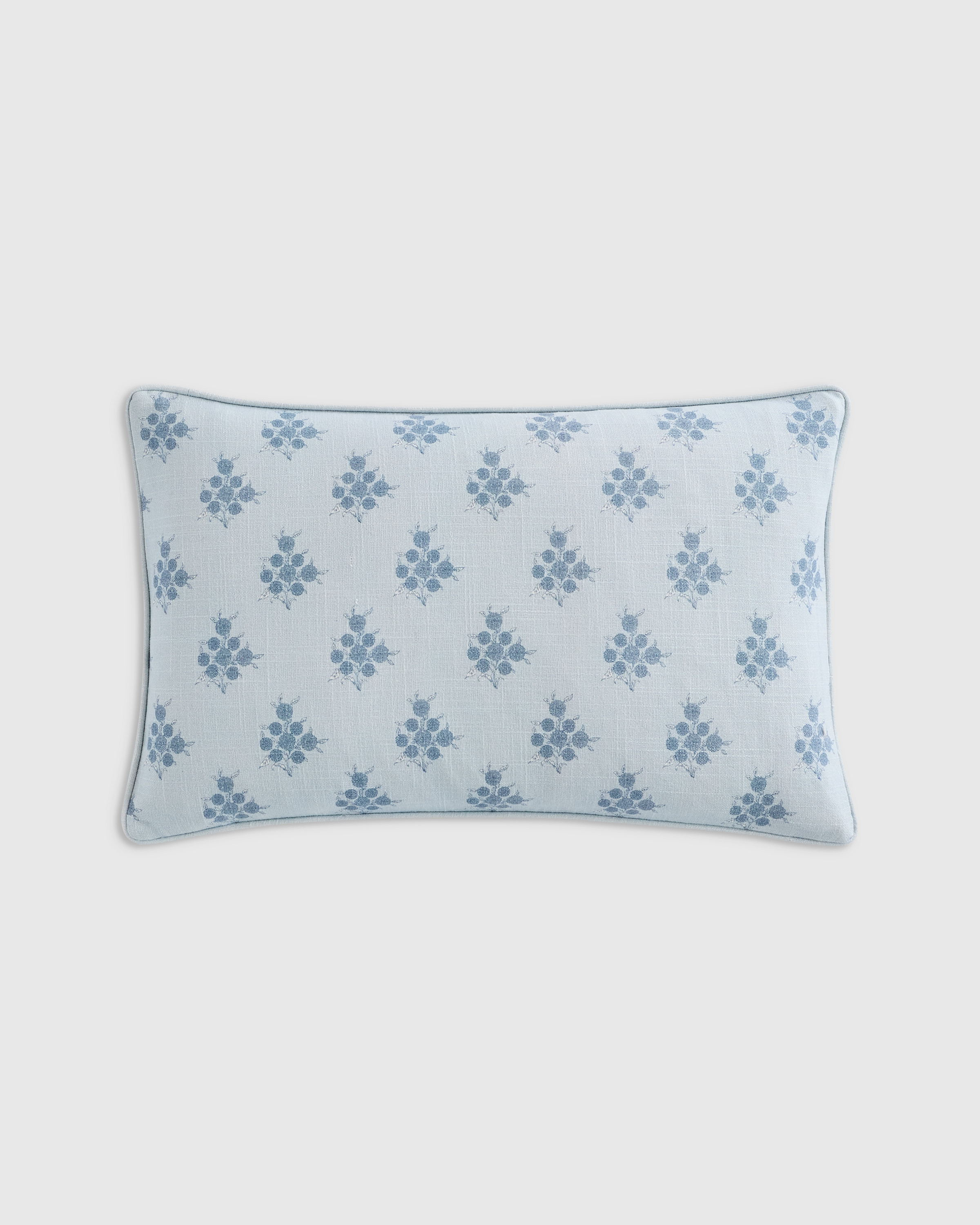 Quince | Piped Block Print Cotton Pillow Cover in Natural, Size 20x20 | Quince