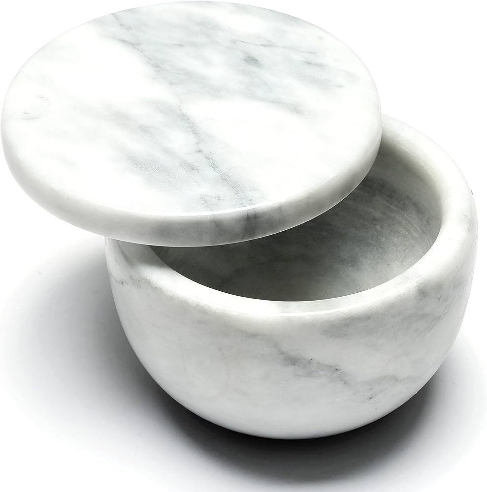 jalz jalz Marble White Salt Box Salt Cellar Spice Pinch Pot Salt Cellar Spice Seasonings Keeper | Amazon (US)