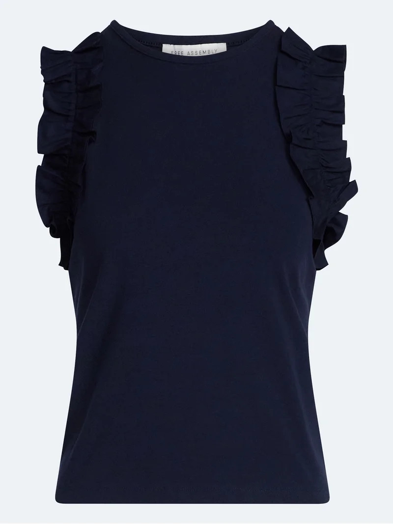 Free Assembly Women's and Women's Plus Ruffle Trim Mixy Tank Top, Sizes XS-4X | Walmart (US)