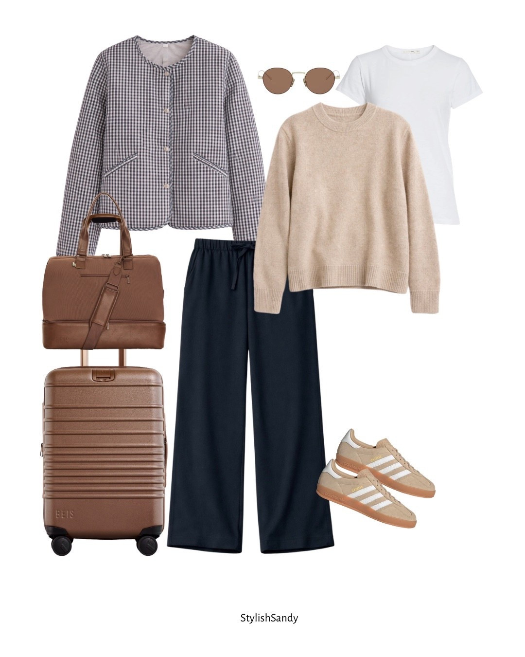 Travel outfit wearing Aritzia lodge pants & Barbour jacket. 

#LTKootd #LTKTravel #LTKOver40