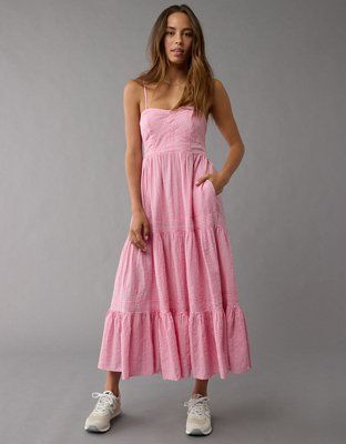 AE Corset Tiered Midi Dress | American Eagle Outfitters (US & CA)