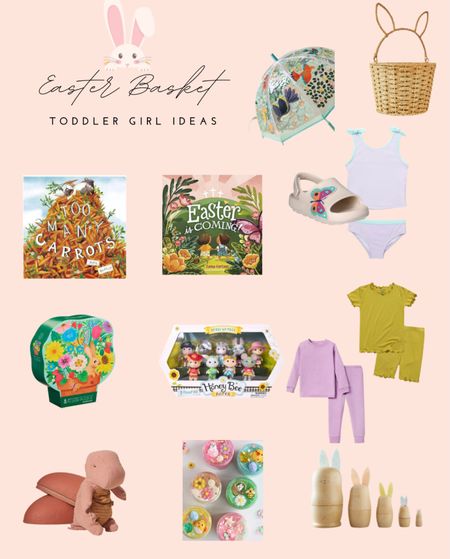 Easter basket ideas for little girls. Toddler ideas for spring Easter basket. Bamboo soft pajamas, affordable finds, Dino, puzzle, books. 

#LTKSeasonal #LTKkids #LTKSpringSale
