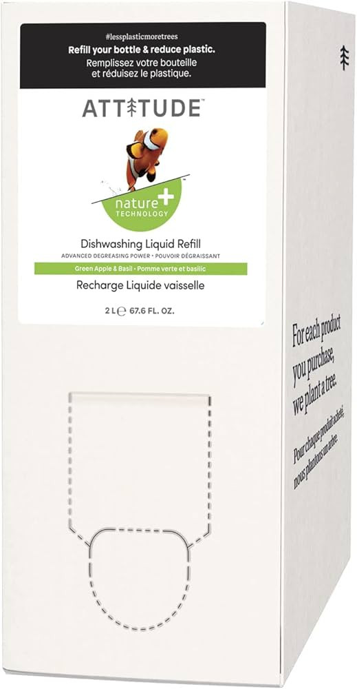 ATTITUDE Dish Detergent, Bulk Refill Format, Plant- and Mineral-Based Effective Dishwashing Liqui... | Amazon (US)