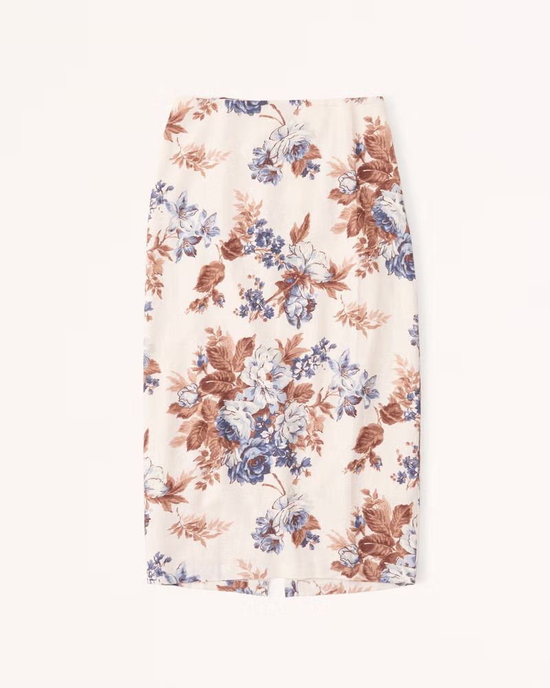 Linen-Blend Column Midaxi Skirt | Abercrombie & Fitch (UK)