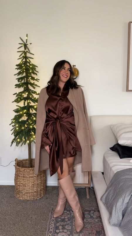 Easy & elevated holiday outfit for my apple shape besties. Beware the dress is on the shorter side. I’m around 5’4 5’5 ish with long legs. Pictured dress is XL I got it last year I would definitely do a L, which is my true size. 

#LTKSeasonal #LTKHoliday #LTKmidsize