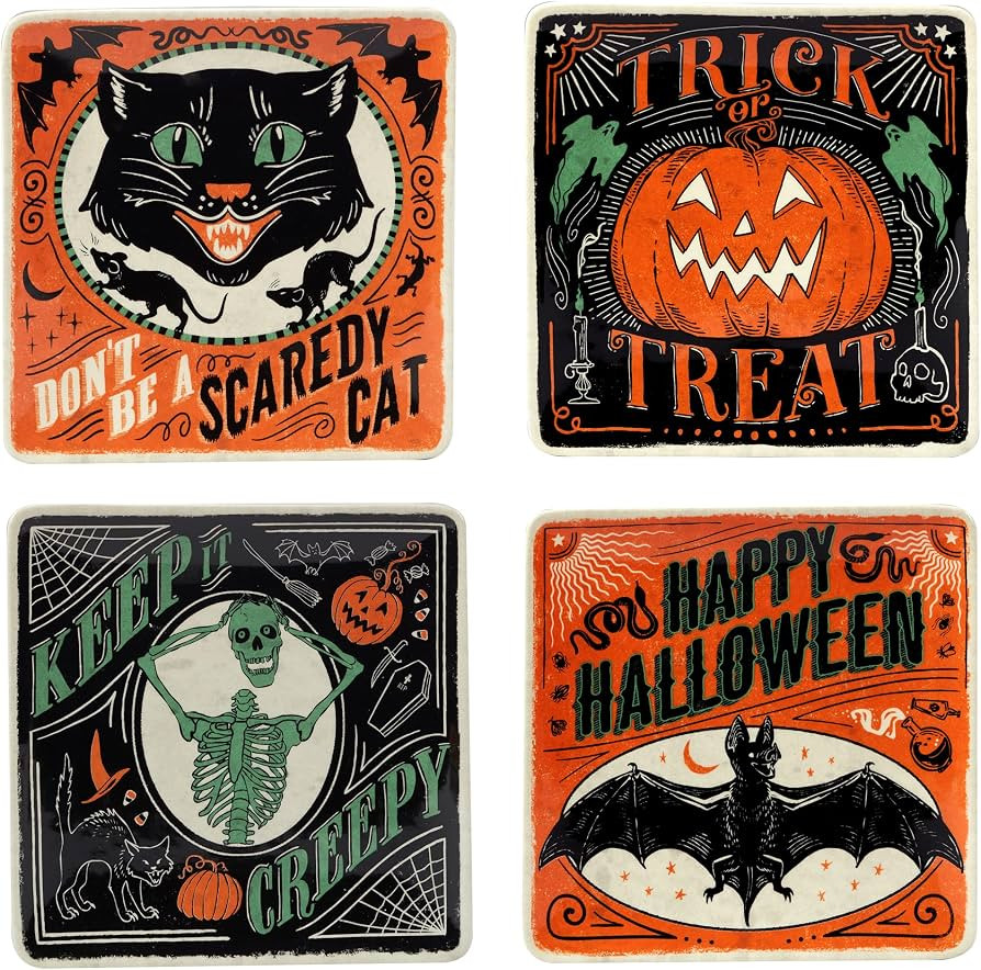 Certified International Scaredy Cat 8.5" Dessert/Salad Plates, Assorted Designs, Multicolor, Medi... | Amazon (US)