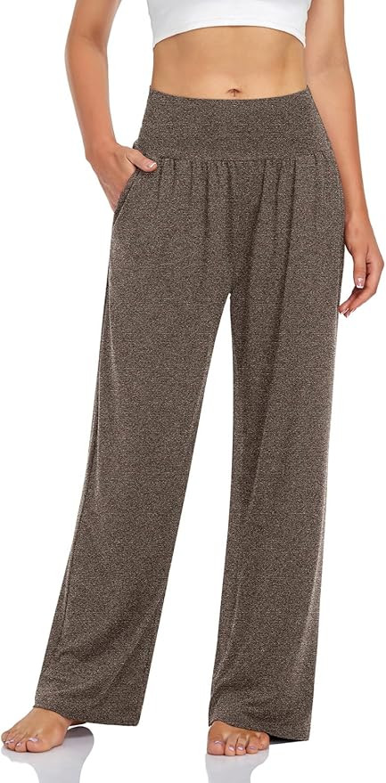 UEU Women's Casual Loose Wide Leg Cozy Pants Yoga Sweatpants Comfy High Waisted Sports Athletic L... | Amazon (US)