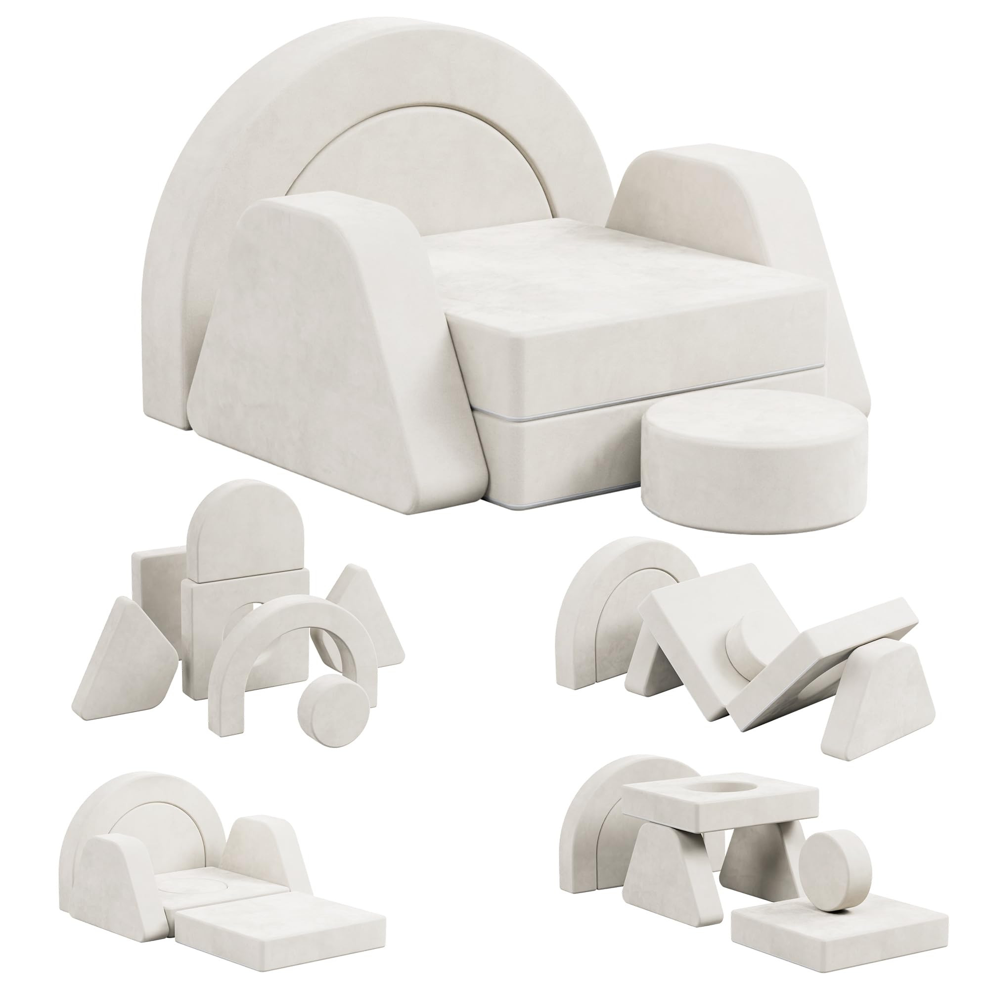 7 PCS Modular Kids Play Block Couch Nugget Child Sectional Sofa Toddler Building Fortplay Bedroom... | Amazon (US)