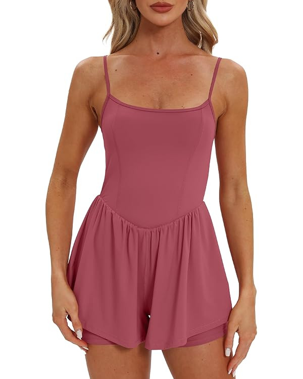 Beaully Women's Summer Sleeveless Rompers Spaghetti Strap Double Lined Shorts Jumpsuit One Piece ... | Amazon (US)