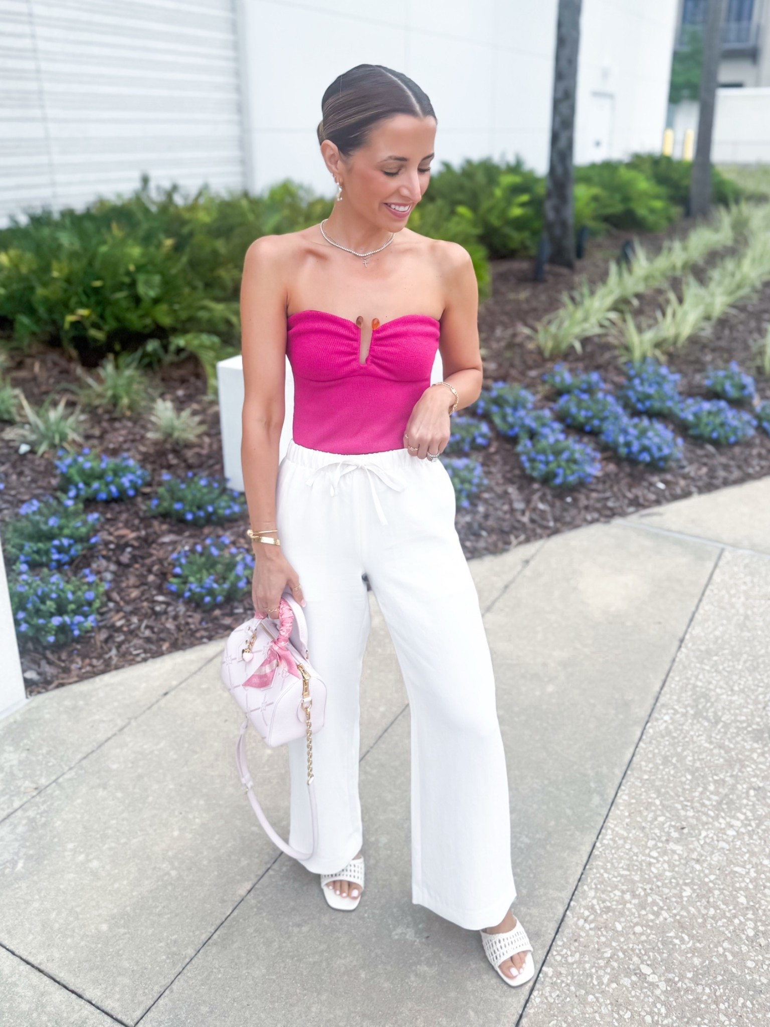 Aritzia the Lodge pant crepette in XS shirt, color is ‘light birch’. Target sweater top in XS. Target slide sandals are TTS. My outfit of the day! Vacation outfit. Resort wear. Elevated casual outfit. Summer outfit.

#LTKootd #LTKTravel #LTKPetite

#LTKootd #LTKTravel #LTKPetite