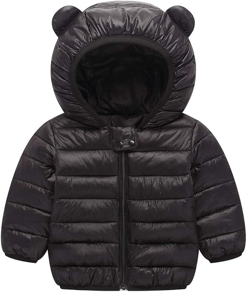 Winter Down Coats for Kids Baby Boys Girls Light Puffer Padded Jacket Bear Hoods Infant Outerwear | Amazon (US)
