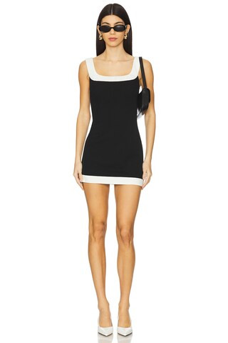 MORE TO COME Yara Mini Dress in Black & White from Revolve.com | Revolve Clothing (Global)