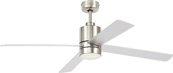 Amazon Brand – Rivet Modern Cylindrical Base Remote Control Flush Mount Ceiling Fan with LED Li... | Amazon (US)
