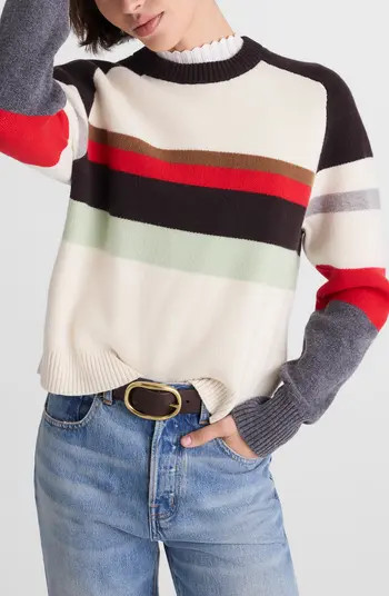 Colorblock Raglan Sleeve Merino Wool Sweater | Nordstrom