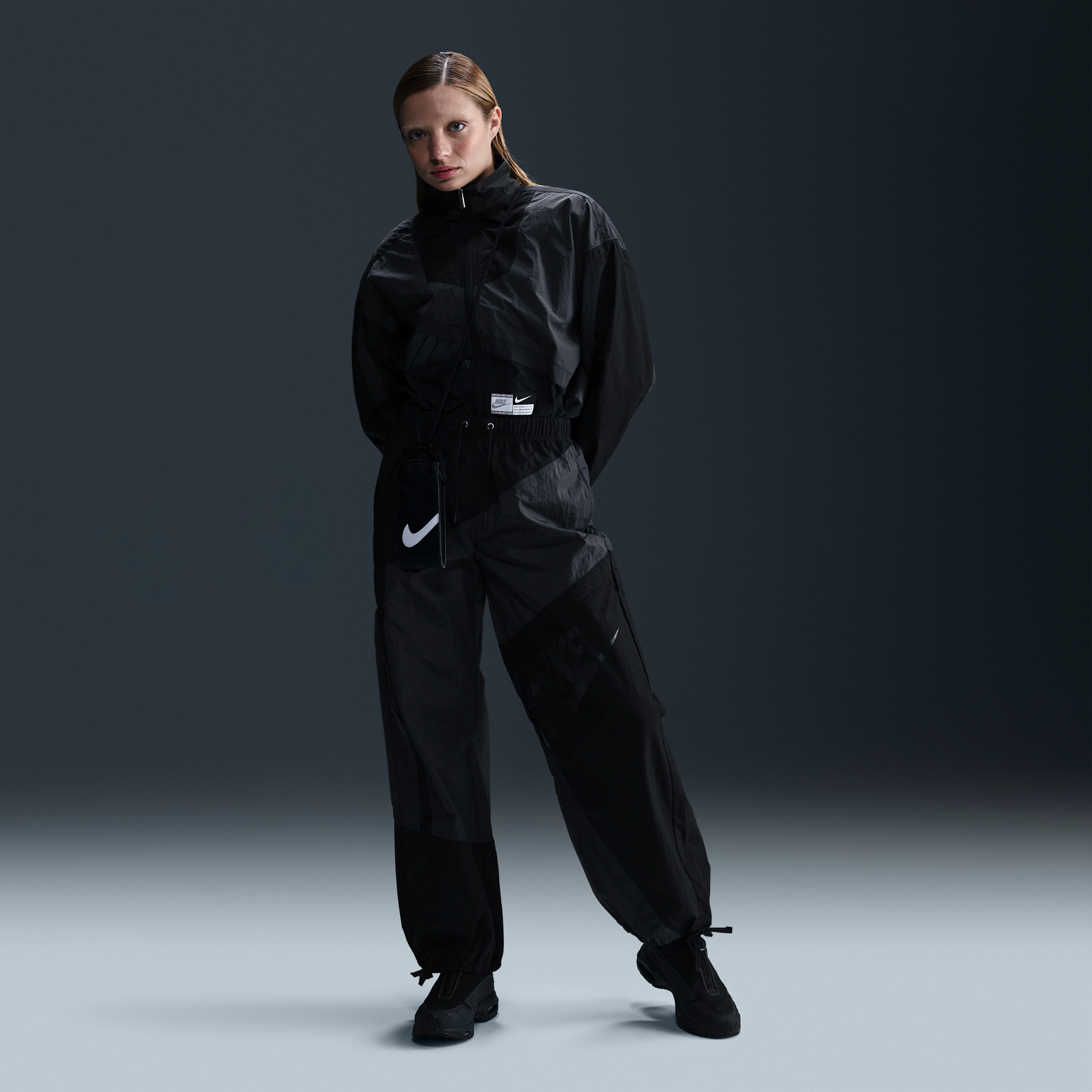 Women's Nike Sportswear Mid-Rise Loose Woven Open-Hem Pants in Grey | HJ4178-060 | Nike (US)