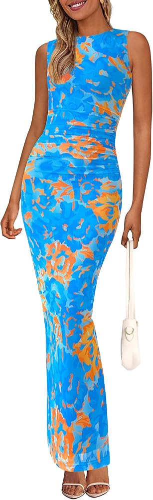 PRETTYGARDEN Wedding Guest Dresses for Women 2025 Summer Resort Wear Sexy Floral Bodycon Sleevele... | Amazon (US)