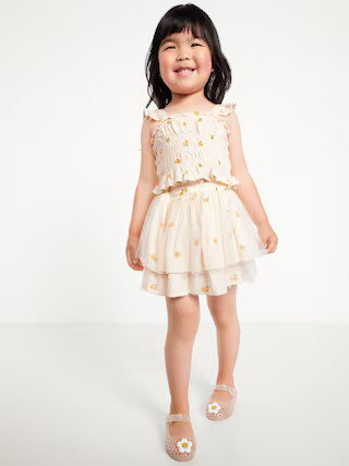 Printed Sleeveless Smocked Top and Tulle Skirt Set for Toddler Girls | Old Navy (US)