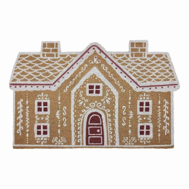 My Texas House Red Gingerbread Coir Holiday Outdoor Doormat, 30" x 48" | Walmart (US)