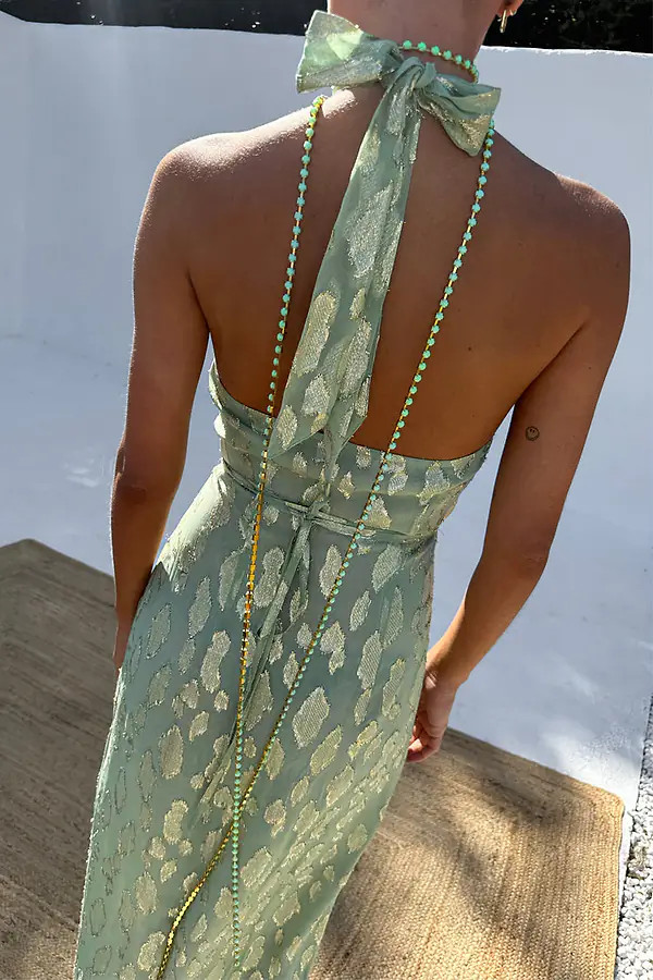 Sage Freya Jacquard Maxi Dress | Never Fully Dressed (UK & IE)
