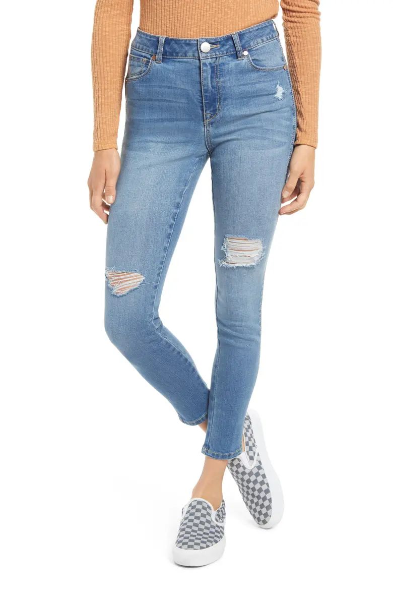 Ripped High Waist Ankle Skinny Organic Cotton Blend Denim Jeans | Nordstrom