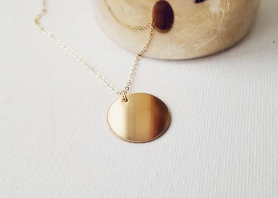 Choose Your Size Disc Necklace - Coin Necklace - Rose Gold Jewelry - Gold Coin Necklace - Sterlin... | Etsy (US)