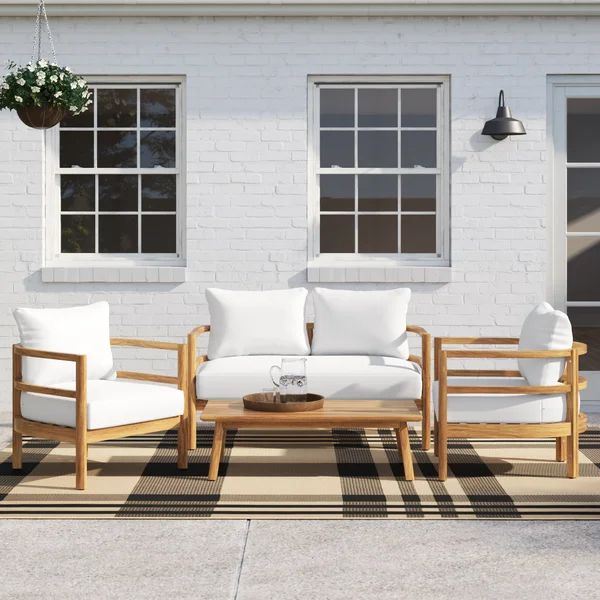 Wallsend Solid Wood 4 - Person Seating Group with Cushions | Wayfair North America