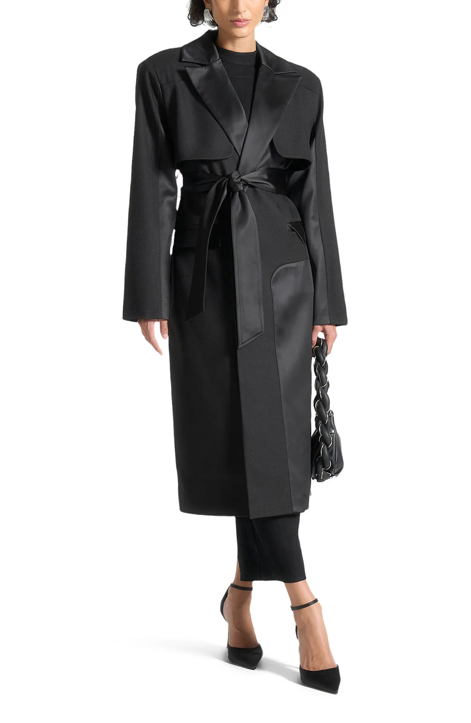Manière De Voir Ilona Tailored Satin Trench Coat | Nordstrom | Nordstrom