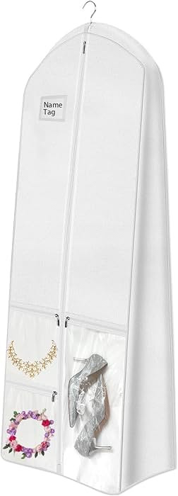 72" Wedding Dress Garment Bag with 10'' Gusseted Dress Bags for Gowns Long 4 Pockets Dress Cover ... | Amazon (US)