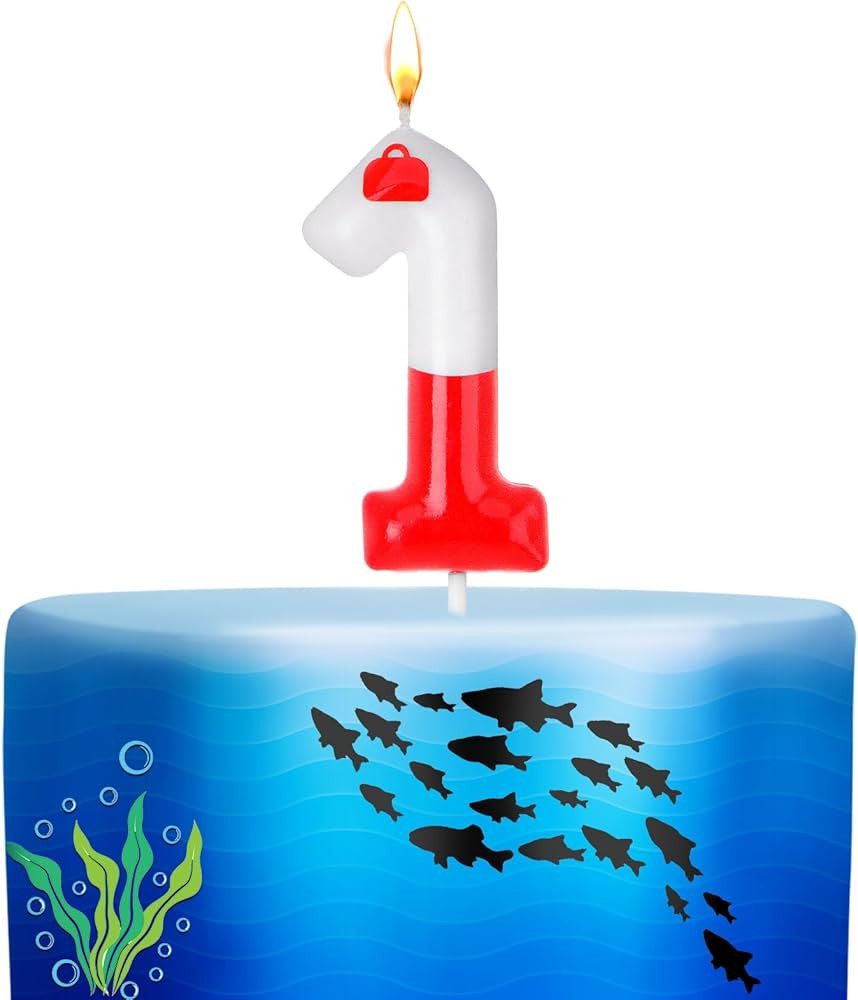 Mtlee Fishing Birthday Cake Topper Gone Fishing Cake Decorations for Fisherman Party Supplies Red... | Amazon (US)