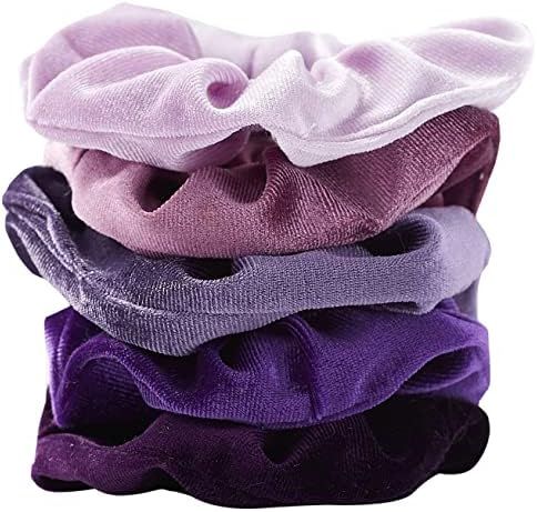 Amazon.com: Hadley Wren Women's Scrunchie Collection, 5 Piece Set, Velvet Purples, One Size | Amazon (US)