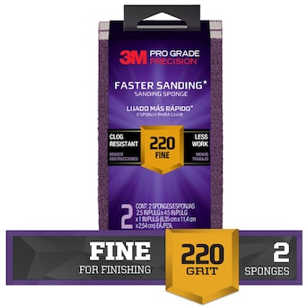 3M PRO Grade Precision Fine 220-Grit Sanding Sponge 1-in x 2.5-in 2 -Pack Lowes.com | Lowe's
