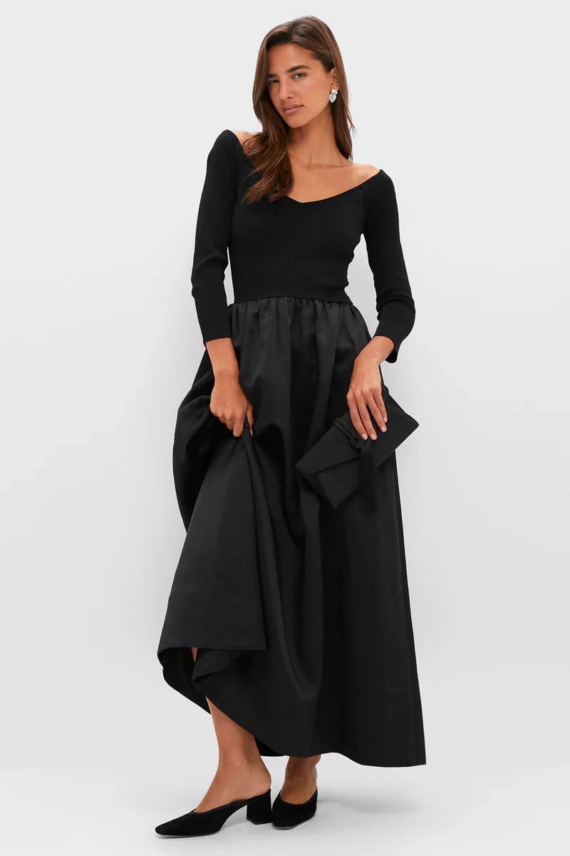 Black Dupioni Clea Dress | Tuckernuck (US)