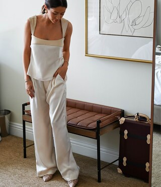 x Caelynn Bell Allie Satin Trouser Pant | Dillard's