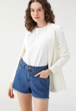 Short Jeans Lez a Lez Reta Liso Azul | Dafiti (BR)