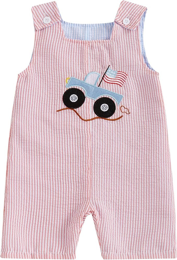 Newborn Baby Boy Girl Clothes Stripes Sleeveless Romper Infant Embroidery Bodysuit Cute Summer Sp... | Amazon (US)
