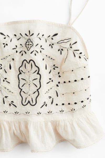 Embroidered Camisole Top - Square Neckline - Sleeveless - Cream - Ladies | H&M US | H&M (US + CA)