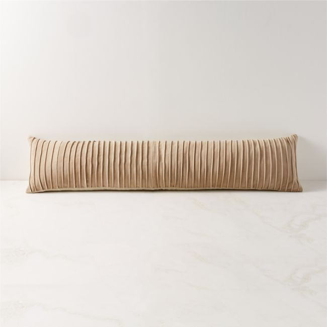 Gathered Light Taupe Suede Lumbar Pillow Cover 48''x12'' | CB2