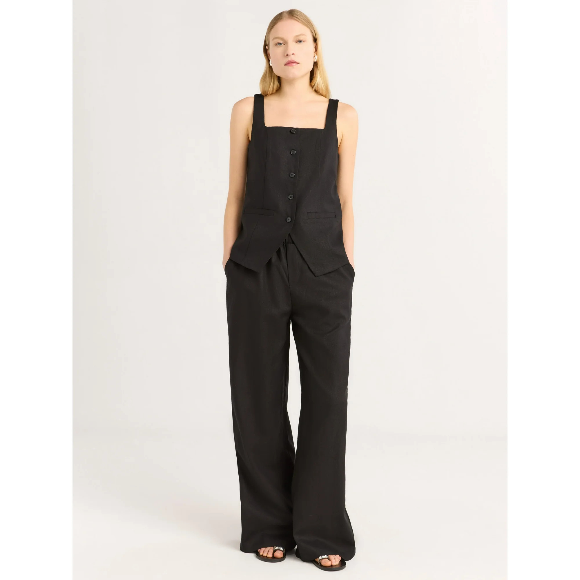 Scoop Women's and Women's Plus Linen Blend Longline Vest, Sizes XS-4X | Walmart (US)