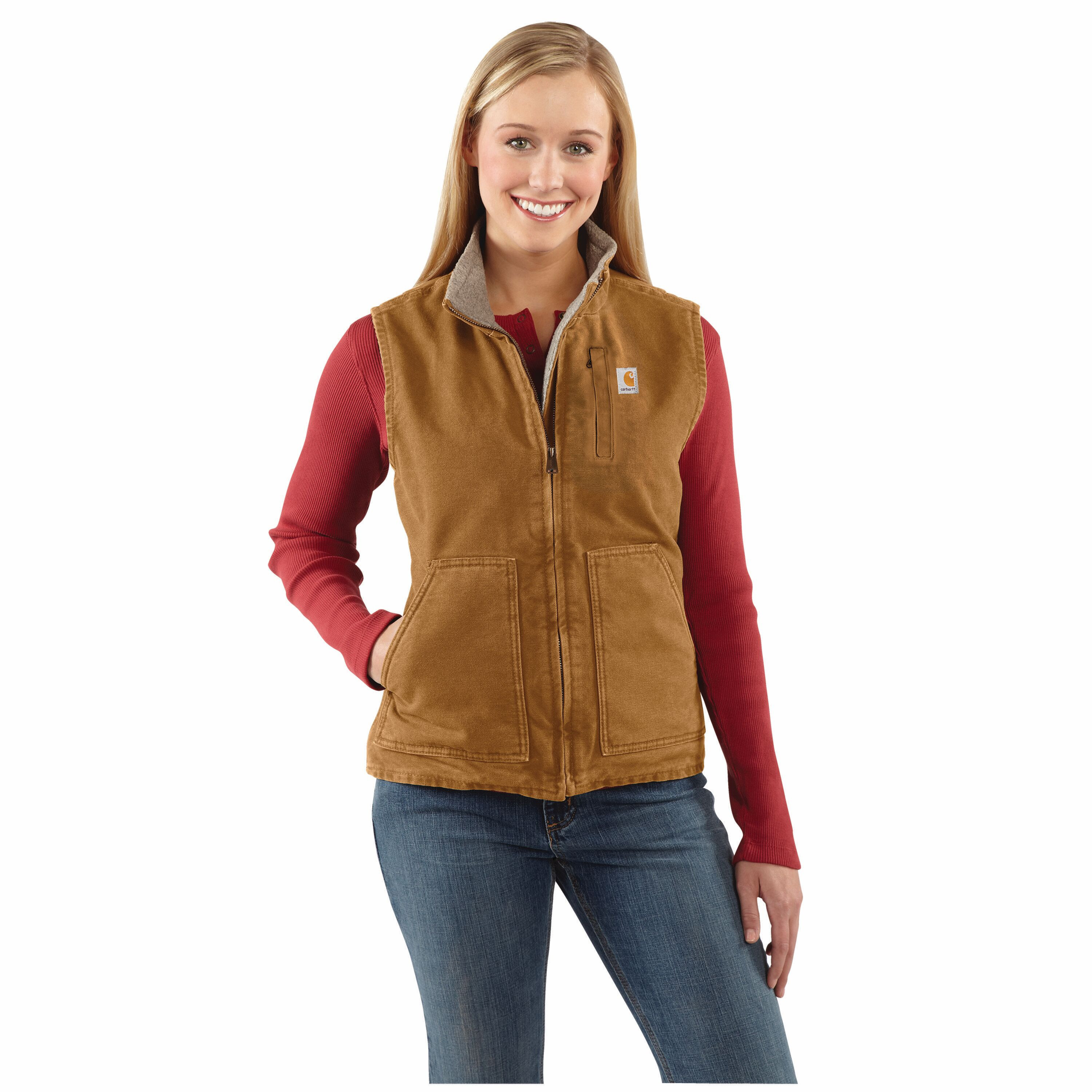 Carhartt Women's Brown Polyester Puffer Vest M | 104224-211MREG | Lowe's
